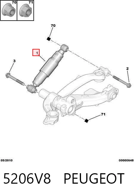 5206V8 Peugeot/Citroen Amortecedor traseiro