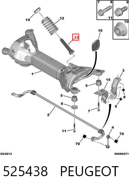 525438 Peugeot/Citroen Pára-choque (grade de proteção) de amortecedor traseiro + bota de proteção