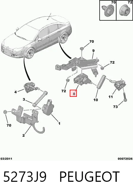 5273J9 Peugeot/Citroen Sensor traseiro do nível de posição de carroçaria