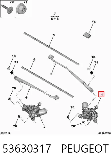 Motor de limpador pára-brisas do pára-brisas Citroen C4 GRAND PICASSO I UA