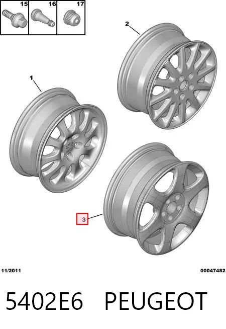 Discos de roda de aleação ligeira (de aleação ligeira, de titânio) Peugeot 607  9D, 9U ao melhor preço