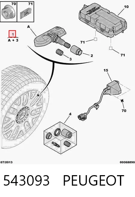 543093 Peugeot/Citroen Sensor de pressão de ar nos pneus
