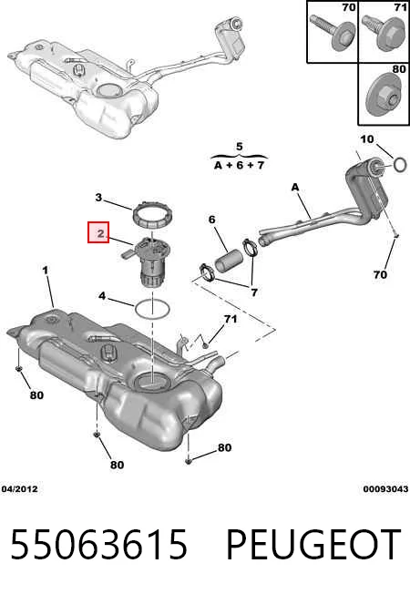 55063615 Peugeot/Citroen Módulo de bomba de combustível com sensor do nível de combustível