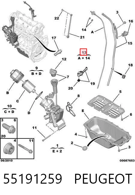 Compre 14115047 AND Sonda (indicador) do nível de óleo no motor