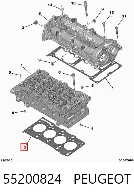  Vedante de cabeça de motor (CBC) Opel Corsa C hatchback (F08, F68) (2000 - 2006) C