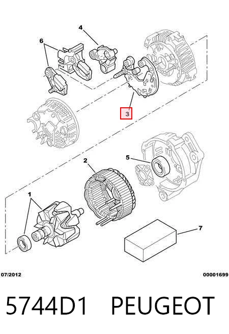 Eixo de diodos do gerador Peugeot 205 II 20A, C ao melhor preço