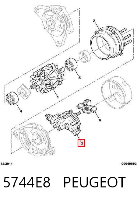 Eixo de diodos do gerador Chevrolet Aveo III T300