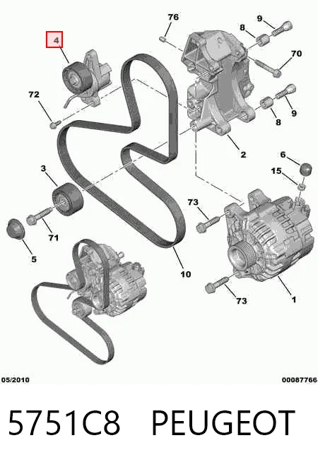 5751C8 Peugeot/Citroen Reguladora de tensão da correia de transmissão