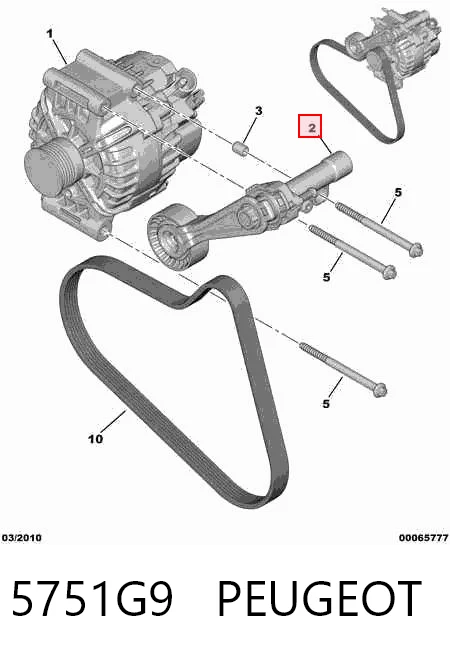 5751G9 Peugeot/Citroen Reguladora de tensão da correia de transmissão