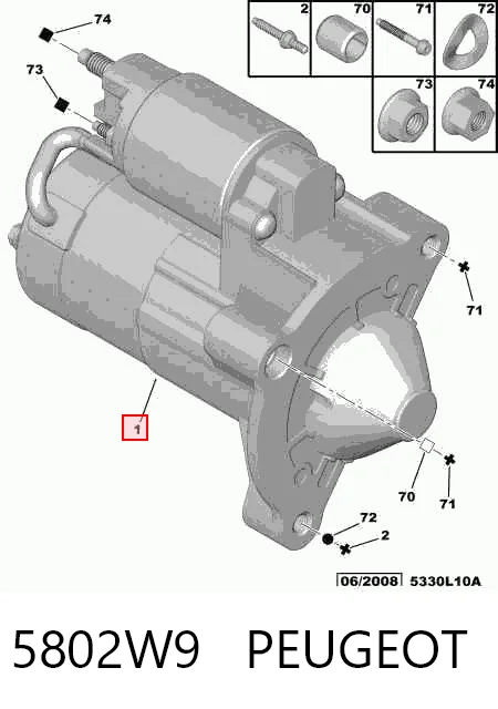 5802W9 Peugeot/Citroen Motor de arranco