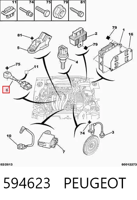 594623 Peugeot/Citroen Sensor de detonação