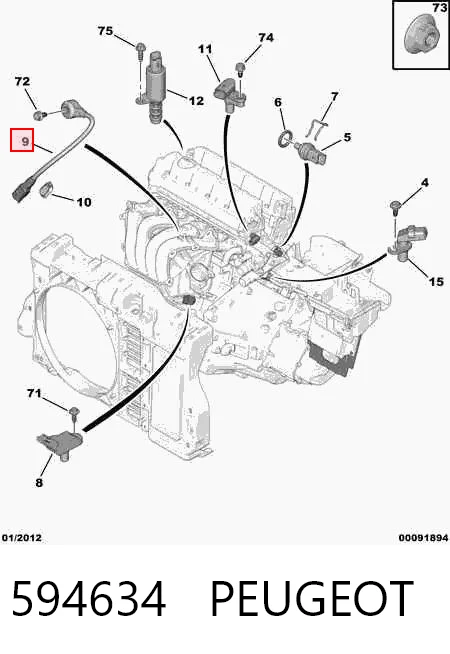 594634 Peugeot/Citroen Sensor de detonação