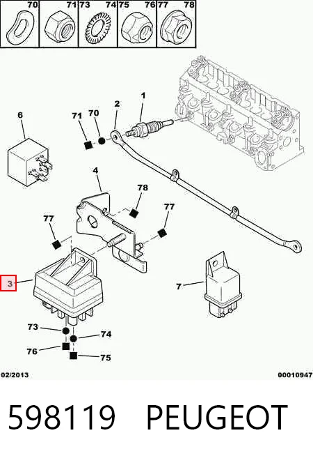 598119 Peugeot/Citroen Relê das velas de incandescência