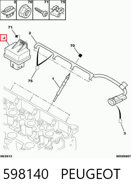 598140 Peugeot/Citroen Relê das velas de incandescência