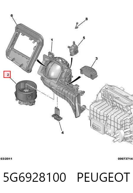 5G6928100 Peugeot/Citroen Motor de ventilador de forno (de aquecedor de salão)