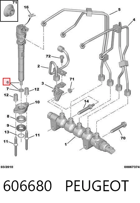 606680 Peugeot/Citroen Injetor de injeção de combustível