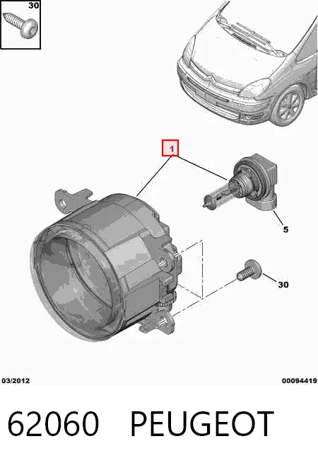 Luzes de nevoeiro esquerdas/direitas 9650001680 VAG