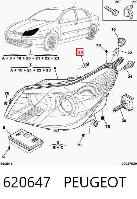 Luz direita Citroen C5   ao melhor preço