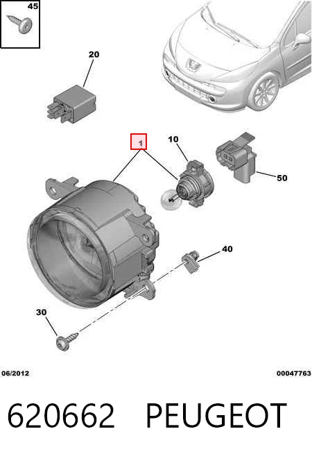 Luzes de nevoeiro esquerdas/direitas VAG 9650001680