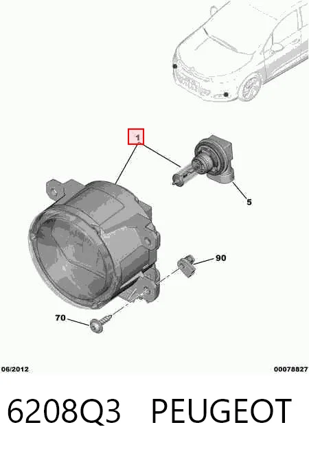 6208Q3 Peugeot/Citroen Luzes de nevoeiro esquerdas/direitas