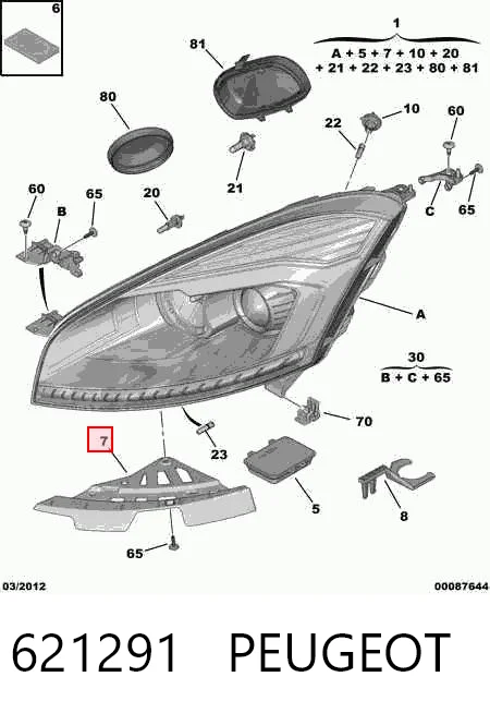 621291 Peugeot/Citroen Consola (adaptador) de fixação da luz dianteira esquerda