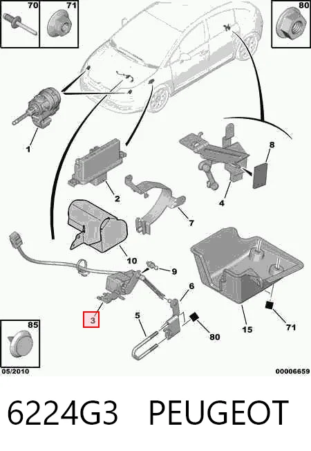 6224G3 Peugeot/Citroen Sensor dianteiro do nível de posição de carroçaria