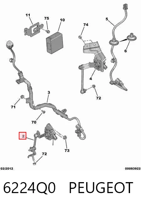 6224Q0 Peugeot/Citroen Sensor dianteiro do nível de posição de carroçaria