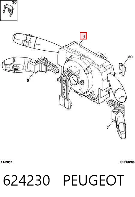 624230 Peugeot/Citroen Comutador instalado na coluna da direção, montado