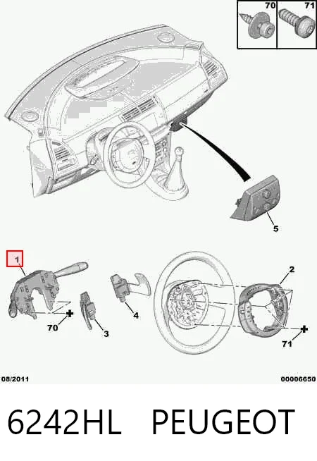 Comutador instalado na coluna da direção, montado para Citroen C4 PICASSO I UD