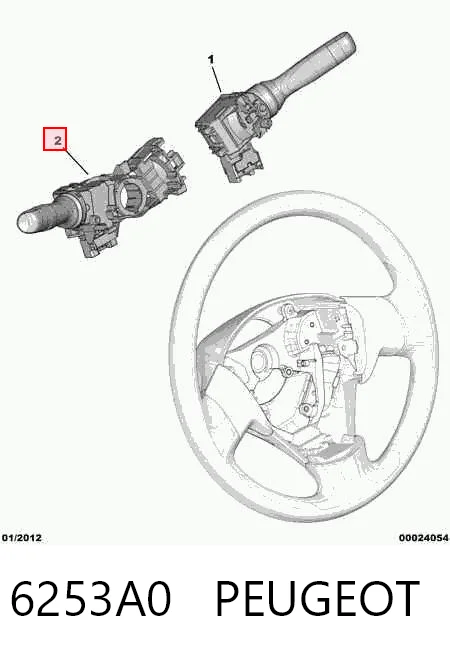 6253A0 Peugeot/Citroen Comutador esquerdo instalado na coluna da direção