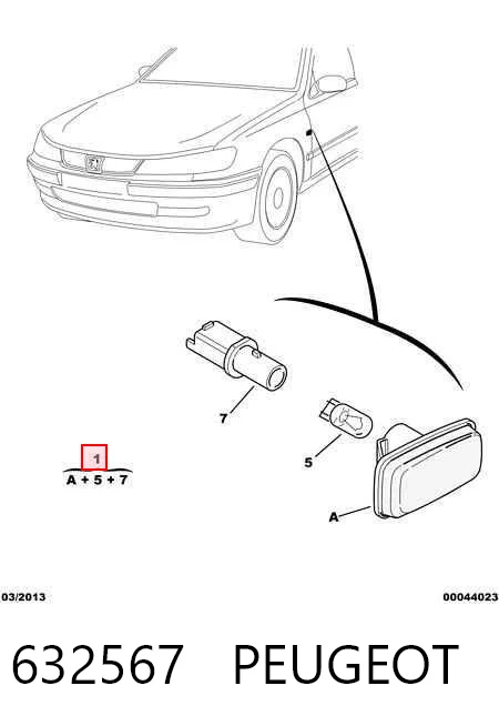 632567 Peugeot/Citroen Luz intermitente no pára-lama