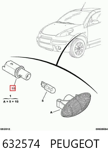 632574 Peugeot/Citroen Luz intermitente no pára-lama