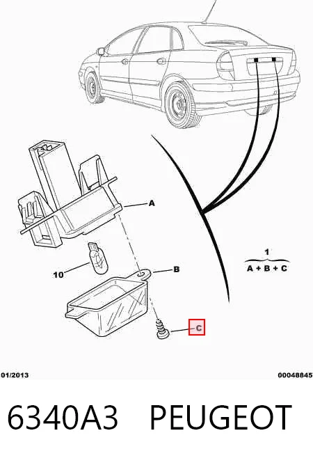 6340A3 Peugeot/Citroen Lanterna da luz de fundo de matrícula traseira