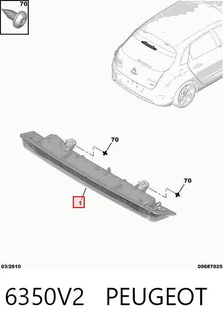 6350V2 Peugeot/Citroen Sinal de parada traseiro adicional