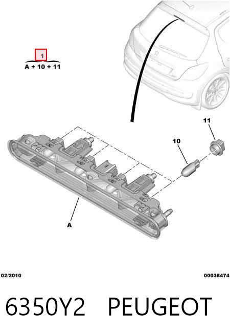 Sinal de parada traseiro adicional Peugeot 207 WA, WC ao melhor preço