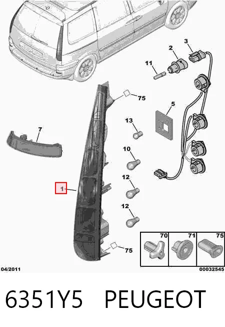 Lanterna traseira direita para Citroen C8  EA, EB