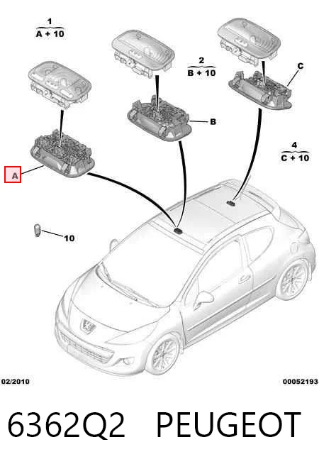 6362Q2 Peugeot/Citroen Quebra-luz de iluminação de salão (de cabina)