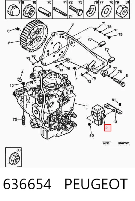 636654 Peugeot/Citroen Sensor de desligação da bomba de combustível