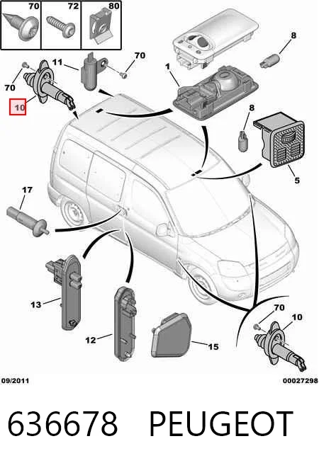 636678 Peugeot/Citroen Sensor de fechamento de portas (interruptor de fim de carreira)