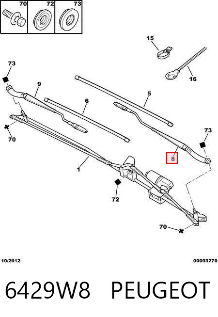 Braço de limpa-pára-brisas do pára-brisas Peugeot 307 3B ao melhor preço