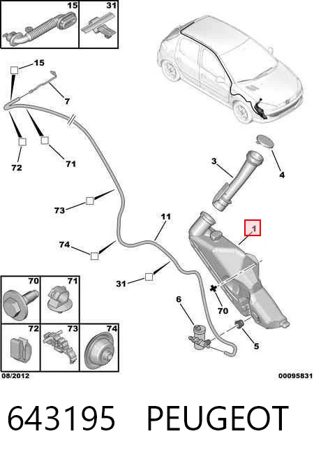 643195 Peugeot/Citroen Tanque de fluido para lavador de vidro