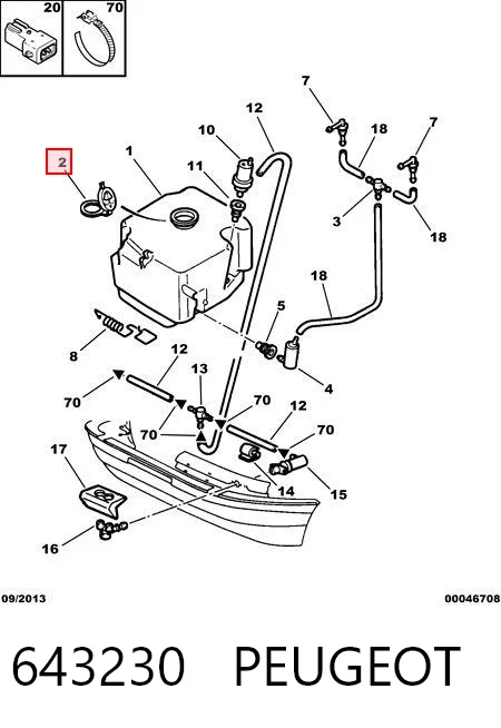 643230 Peugeot/Citroen Tampa de tanque de fluido para lavador