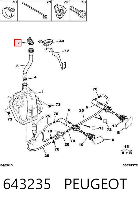 643235 Peugeot/Citroen Tampa de tanque de fluido para lavador