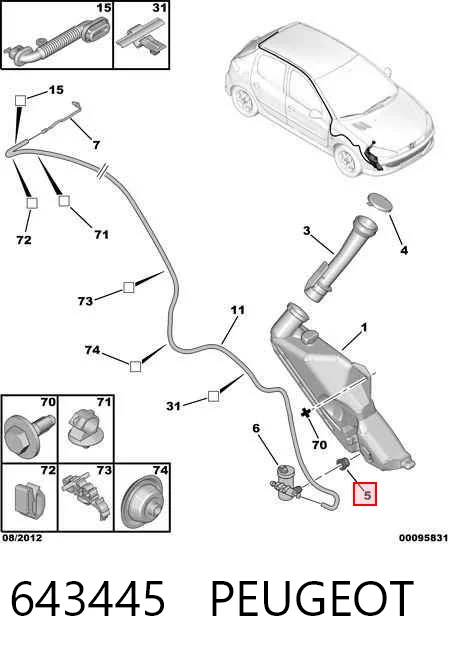643445 Peugeot/Citroen Vedante anular de bomba de fluido para lavador