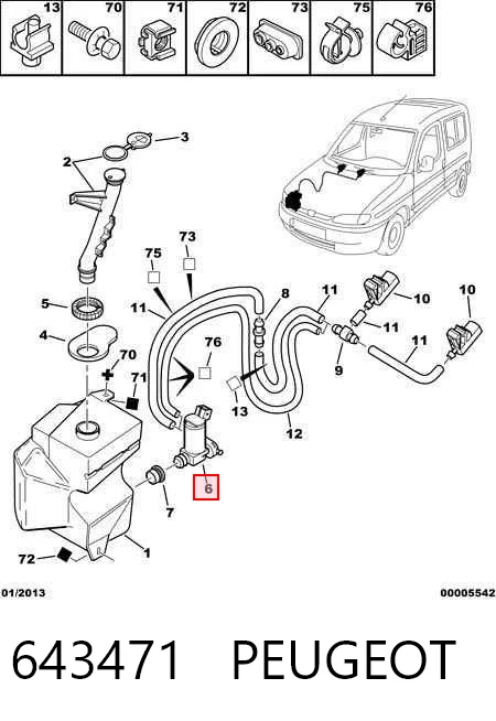 643471 Peugeot/Citroen Bomba de motor de fluido para lavador de vidro dianteiro