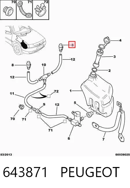 643871 Peugeot/Citroen Injetor de fluido para lavador de pára-brisas