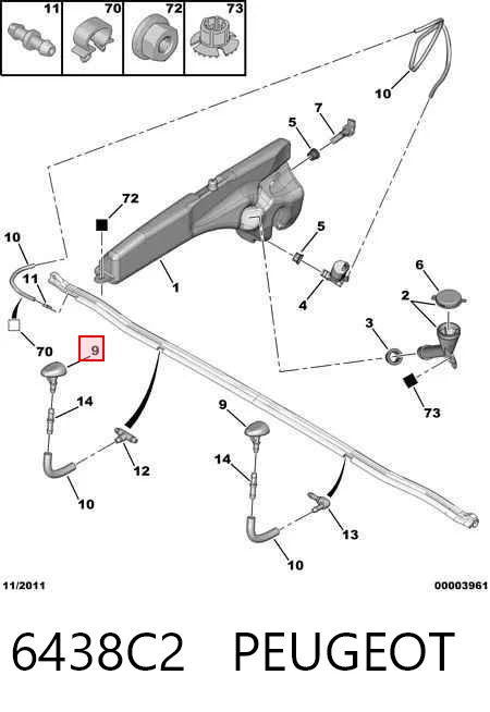 6438C2 Peugeot/Citroen Injetor esquerdo de fluido para lavador de pára-brisas