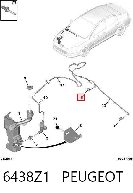 6438Z1 Peugeot/Citroen Injetor de fluido para lavador de pára-brisas