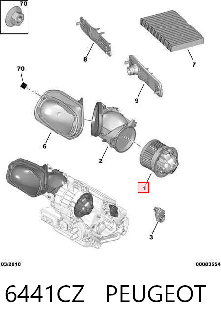 6441CZ Peugeot/Citroen Motor de ventilador de forno (de aquecedor de salão)