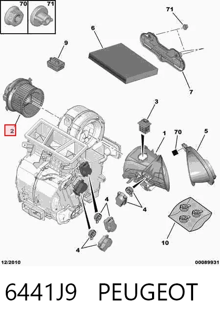 6441J9 Peugeot/Citroen Motor de ventilador de forno (de aquecedor de salão)
